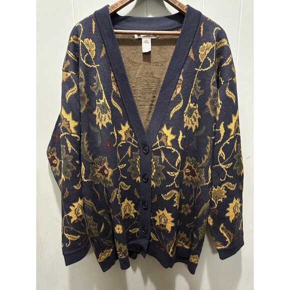 Vintage 90s Jones New York 4 Button Cigar Hugh H. Cardigan Sz Med - Picture 1 of 5